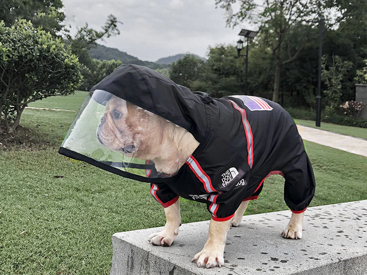Дождевик для собак с капюшоном dog face черный S размер Дождевик для собак с капюшоном dog face черный S размер