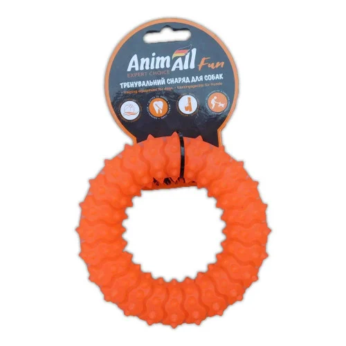 Іграшка AnimAll Fun кільце з шипами, помаранчеве, 12 см Іграшка AnimAll Fun кільце з шипами, помаранчеве, 12 см