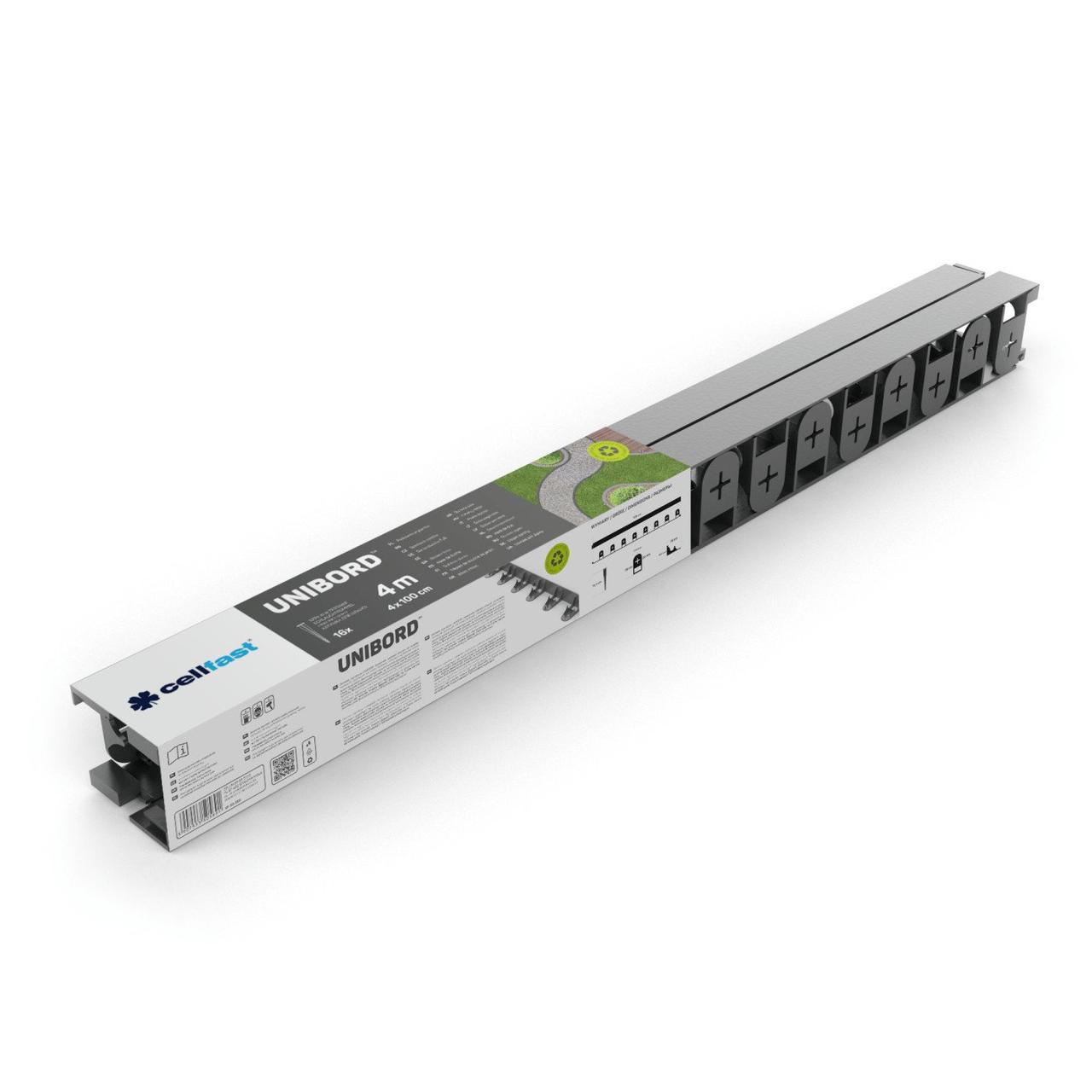 Бордюр садовий Unibord 4 м x 4,5 см (16 кріпильних анкерів у комплекті) Cellfast Бордюр садовий Unibord 4 м x 4,5 см (16 кріпильних анкерів у комплекті) Cellfast