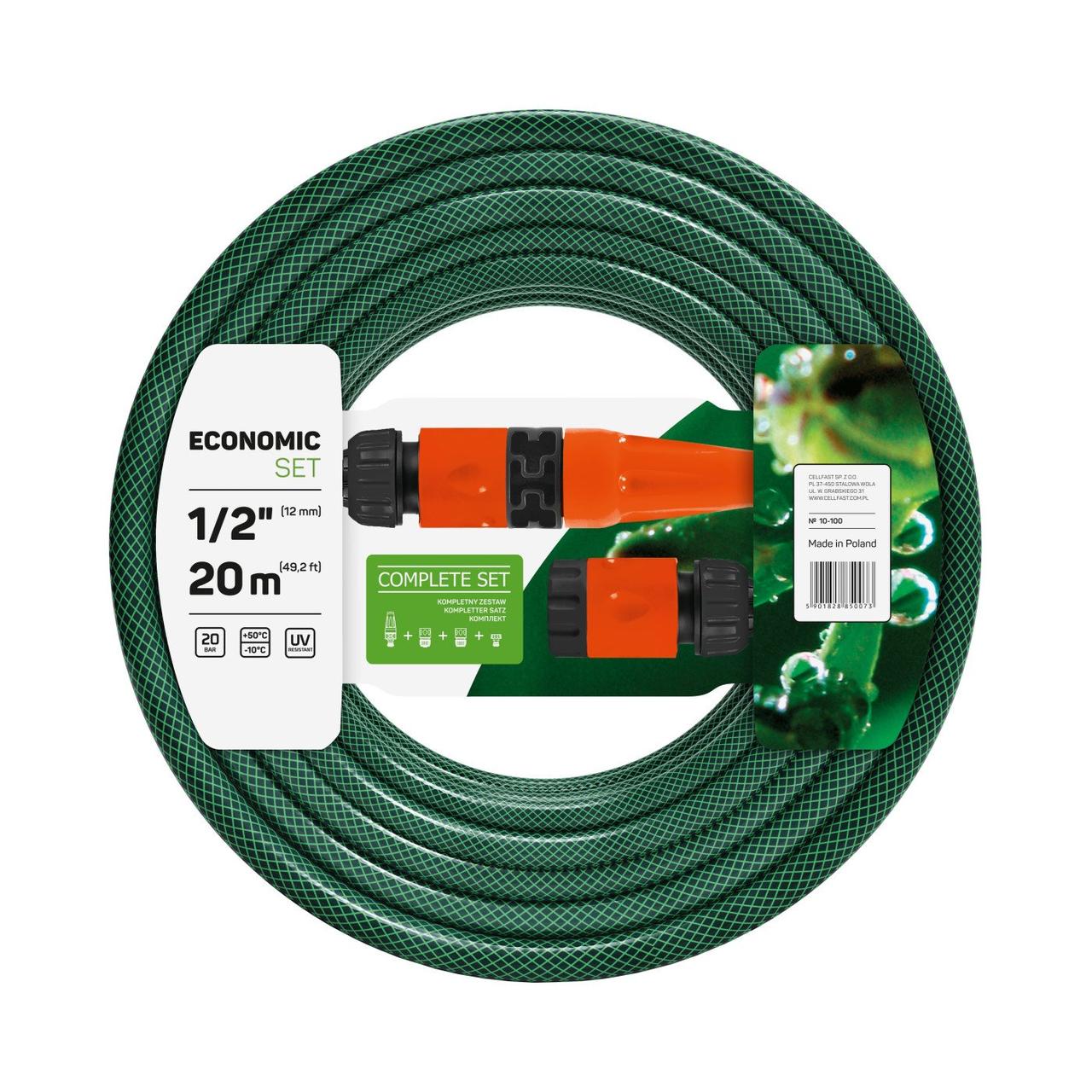 Поливочный набор Economic 1/2” 20м + набор фитингов Basic Cellfast Поливочный набор Economic 1/2” 20м + набор фитингов Basic Cellfast