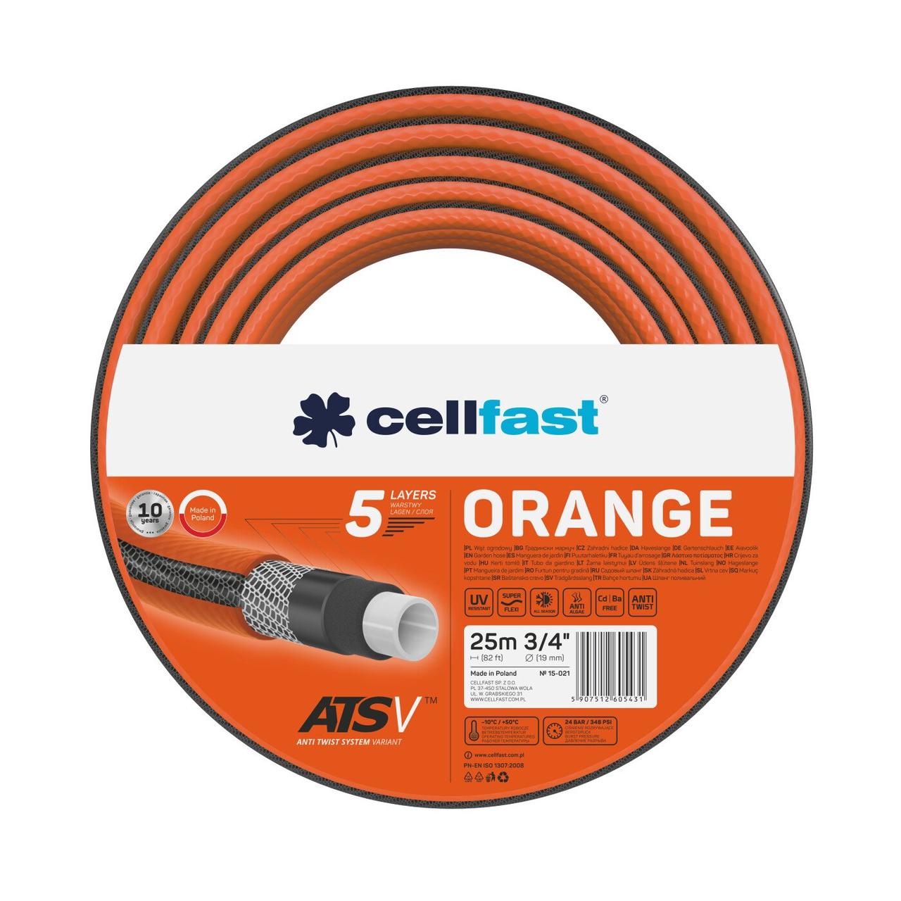 Садовий шланг Orange 3/4'' 25м Cellfast Садовий шланг Orange 3/4'' 25м Cellfast