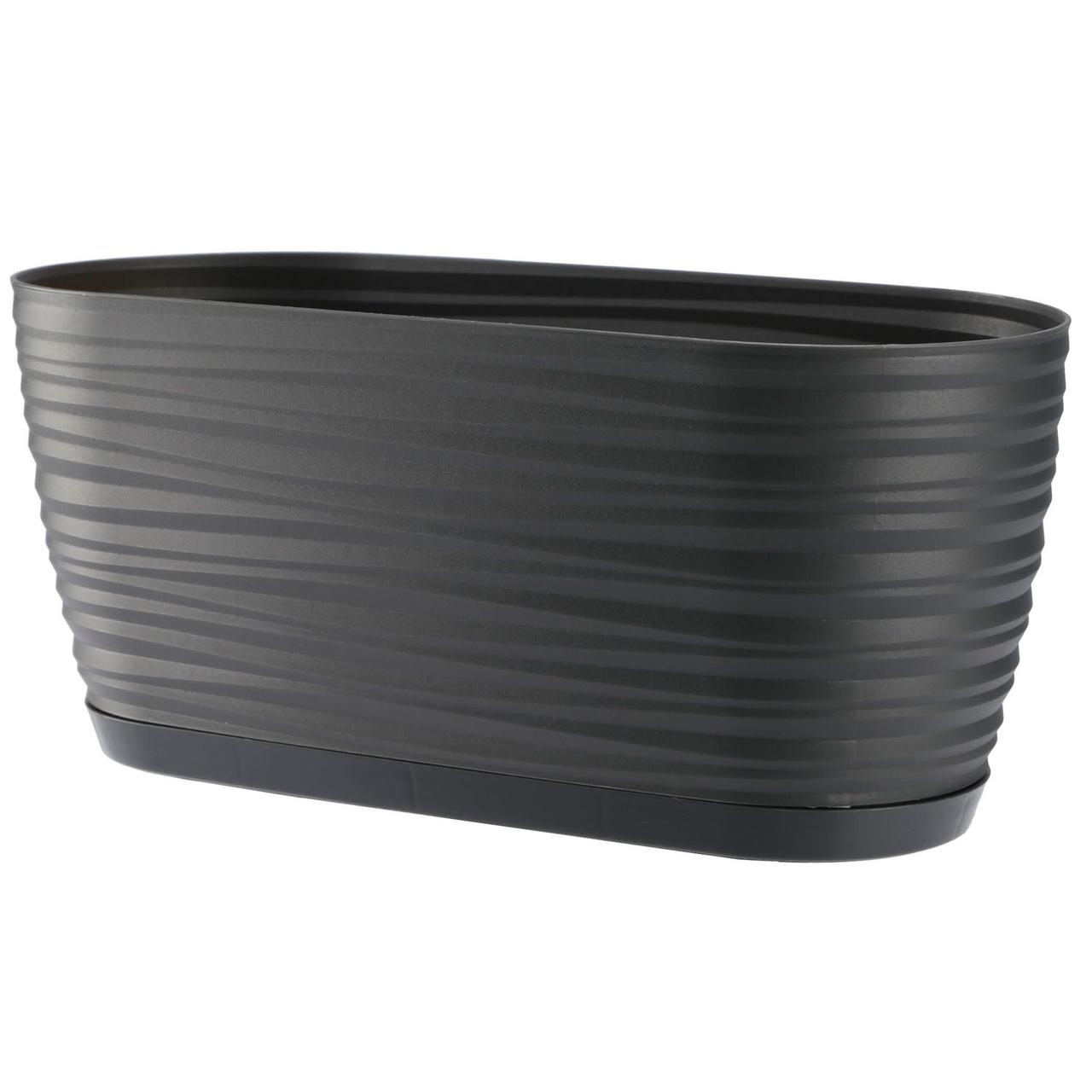 Горшок для цветов Sahara mini oval 2,7 л антрацит Form-Plastic Горшок для цветов Sahara mini oval 2,7 л антрацит Form-Plastic