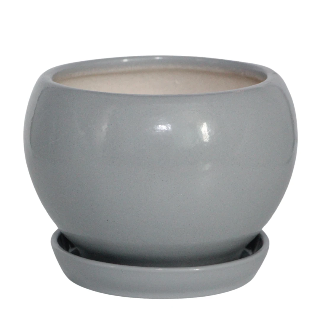 Керамічний горщик Шар 2,5 л глянець Сірий Nana CERAMICS Керамічний горщик Шар 2,5 л глянець Сірий Nana CERAMICS