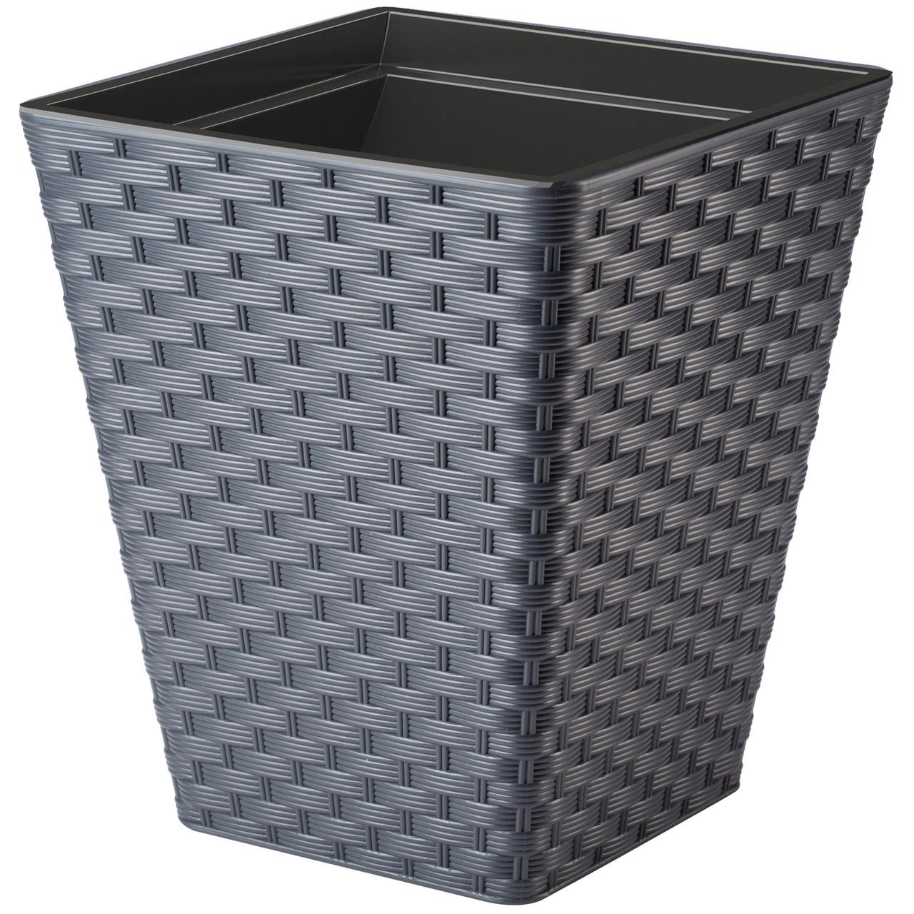 Горшок для цветов Rattana kwadro-40 антрацит Form-Plastic Горшок для цветов Rattana kwadro-40 антрацит Form-Plastic