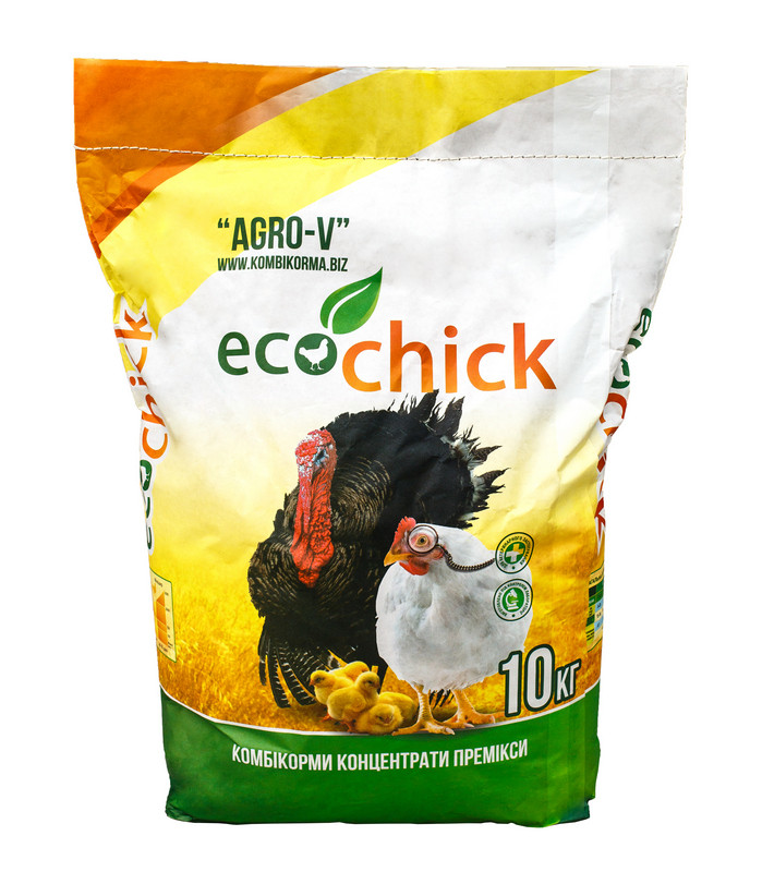 Комбікорм стартер для водоплавної птиці Ecochik - для гусей, качок - ТМ АГРО-В - Оригінал 10 кг Комбікорм стартер для водоплавної птиці Ecochik - для гусей, качок - ТМ АГРО-В - Оригінал 10 кг