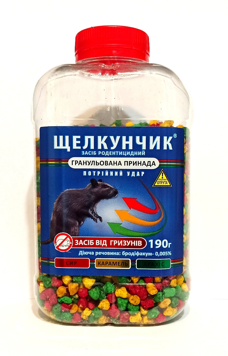 Родентицид AgroProtection Щелкунчик Микс гранулы 190 г Родентицид AgroProtection Щелкунчик Микс гранулы 190 г