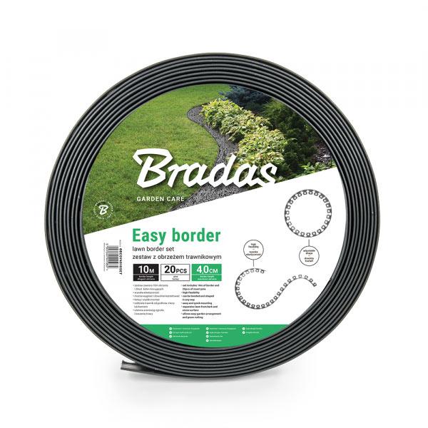 Бордюр газонний 40мм х 10м з комплектом кілків EASY BORDER графіт Bradas Бордюр газонний 40мм х 10м з комплектом кілків EASY BORDER графіт Bradas