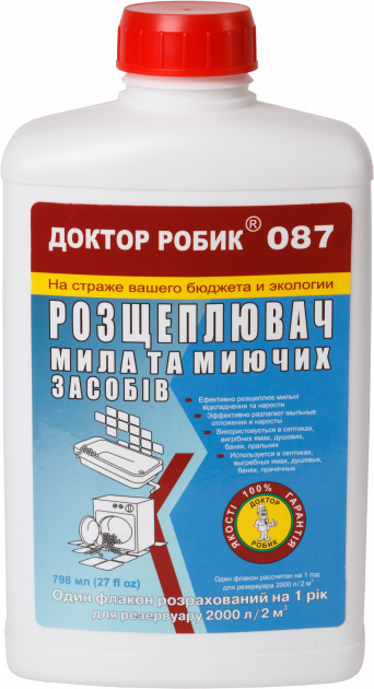 Розщеплювач мила та миючих засобів Доктор Робік 087 798 мл. Розщеплювач мила та миючих засобів Доктор Робік 087 798 мл.