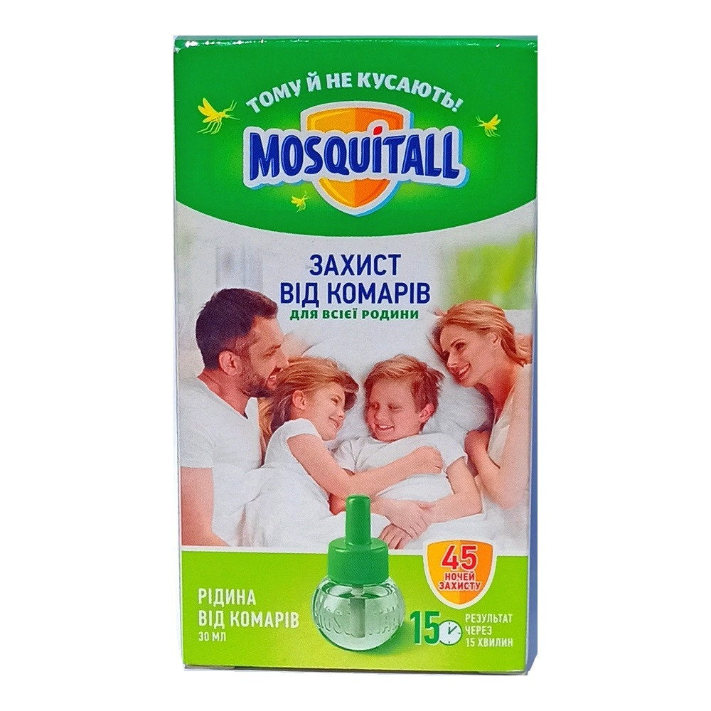 Жидкость для электрофумигатора MOSQUITALL Защита для всей семьи, 45 ночей, 30 мл Жидкость для электрофумигатора MOSQUITALL Защита для всей семьи, 45 ночей, 30 мл
