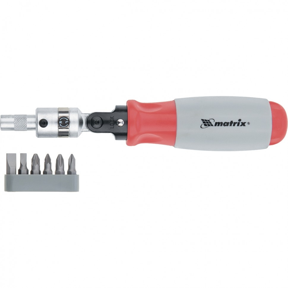 Викрутка реверсивна, поворотна головка + набір біт CrV, 6 шт, MTX 115489 Викрутка реверсивна, поворотна головка + набір біт CrV, 6 шт, MTX 115489