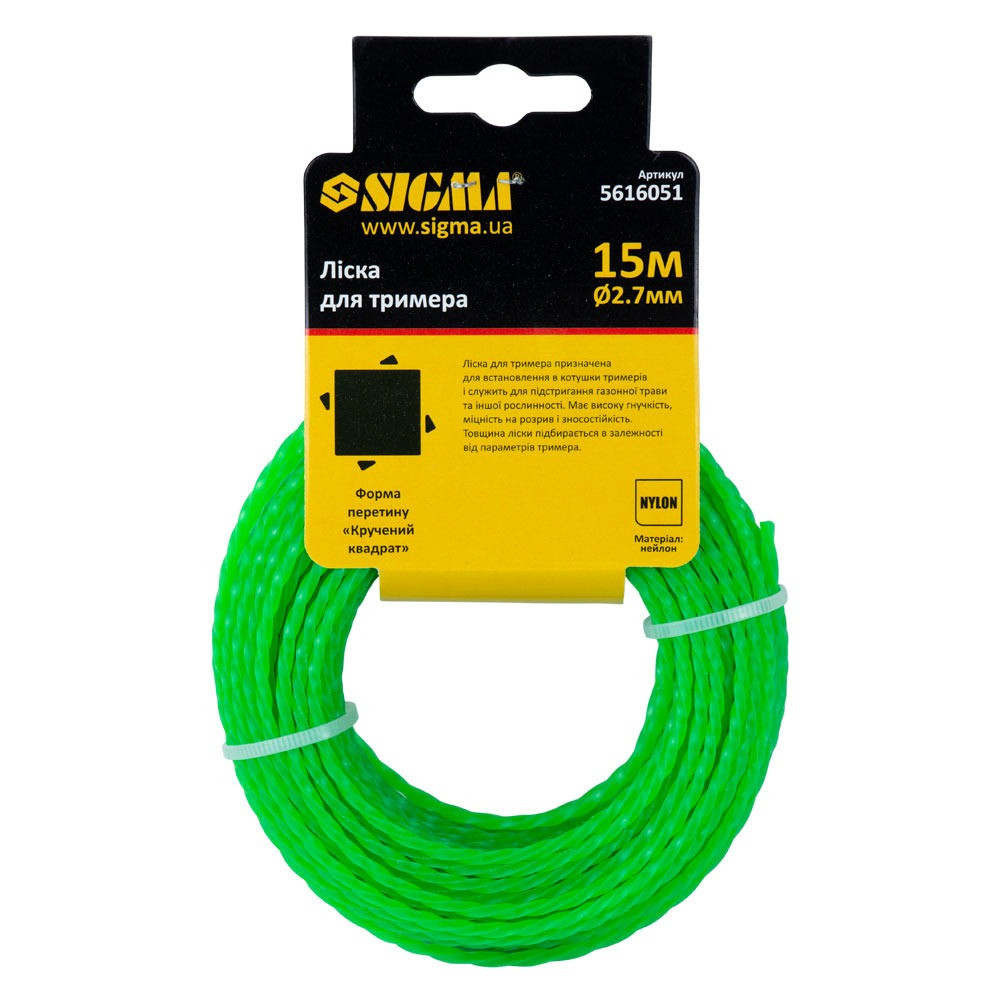 Волосінь для тримера кручений квадрат 2.7 мм 15 м (5616051) Волосінь для тримера кручений квадрат 2.7 мм 15 м (5616051)