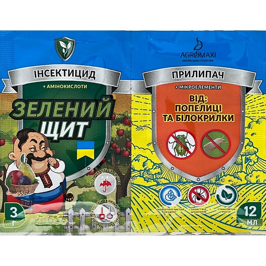Инсектицид Зеленый щит от тли и белокрылки + Прилипатель Агромакси 3 мл + 10 мл Инсектицид Зеленый щит от тли и белокрылки + Прилипатель Агромакси 3 мл + 10 мл
