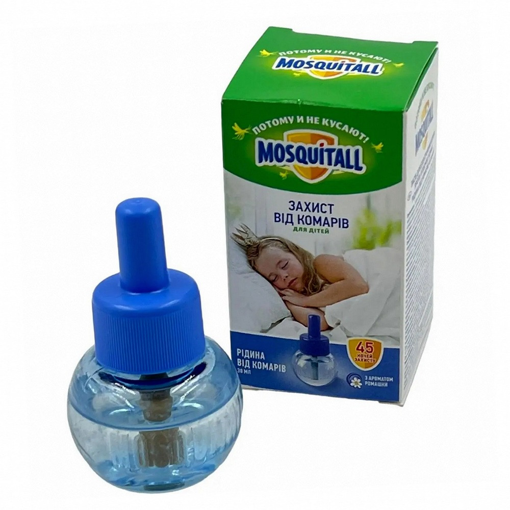 Жидкость для фумигатора от комаров Mosquitall Нежная защита для детей, 45 ночей, 30 мл Жидкость для фумигатора от комаров Mosquitall Нежная защита для детей, 45 ночей, 30 мл