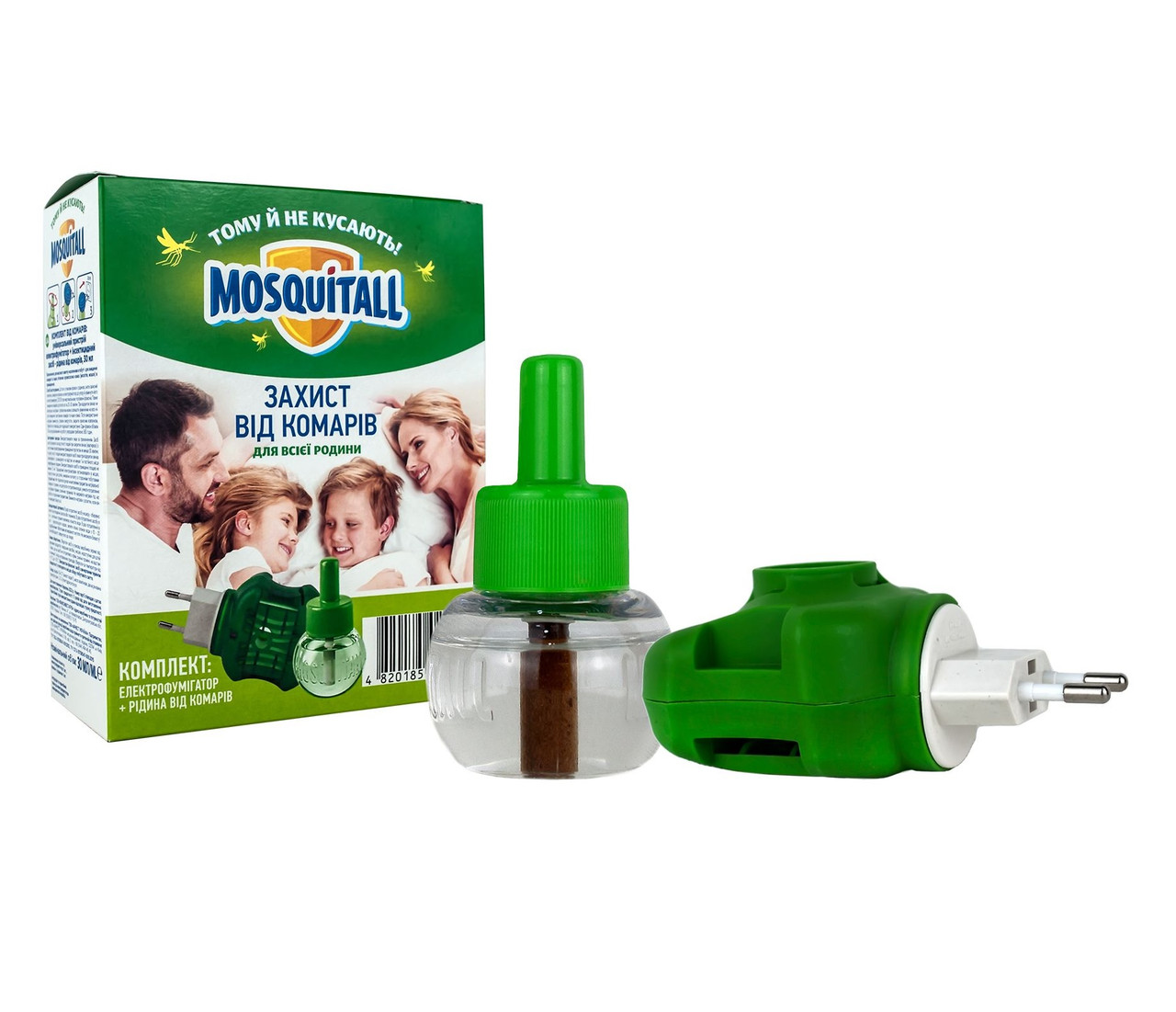 Електрофумігатор з рідиною від комарів Mosquitall Захист для всієї родини 45 ночей 30 мл Електрофумігатор з рідиною від комарів Mosquitall Захист для всієї родини 45 ночей 30 мл