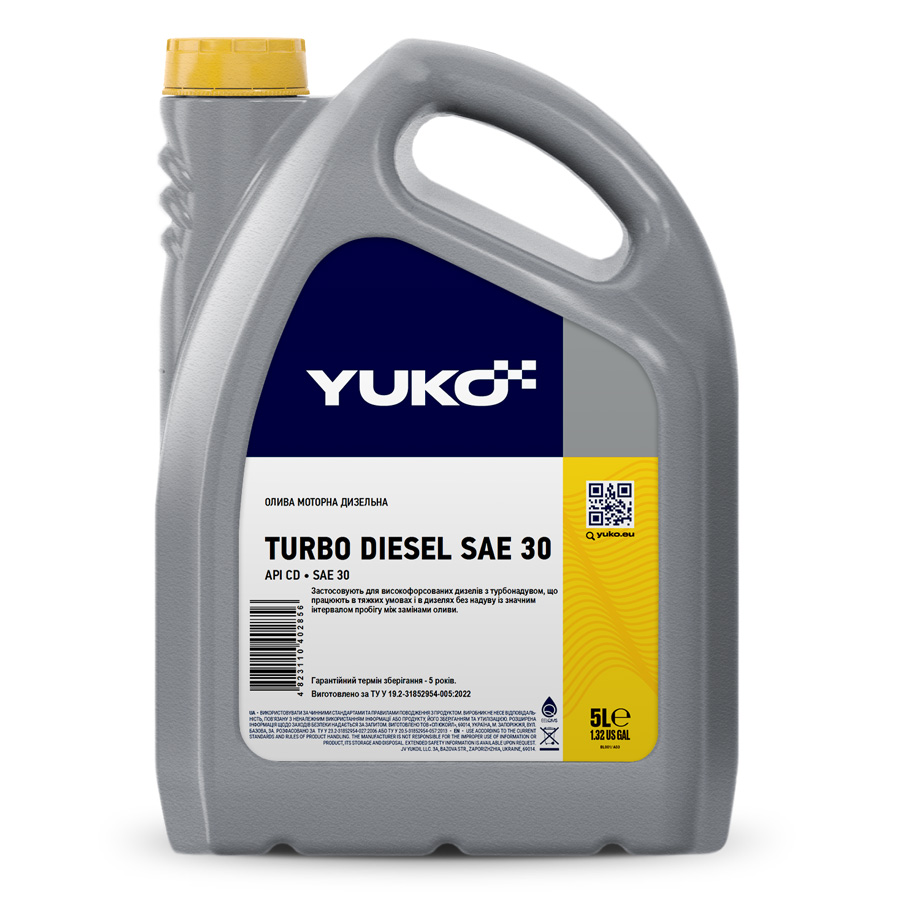 Олива моторна YUKO TURBO DIESEL SAE 30 API CD каністра 5л ПЕ Олива моторна YUKO TURBO DIESEL SAE 30 API CD каністра 5л ПЕ