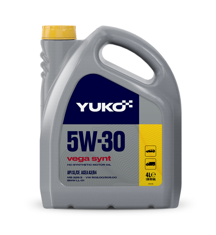 Олива моторна YUKO VEGA SYNT 5W-30 API SL/CF каністра 4л ПЕ