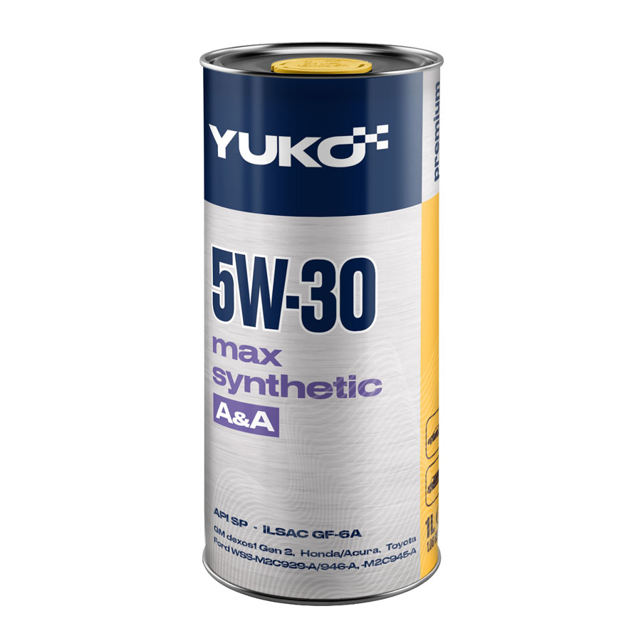 Олива моторна YUKO MAX SYNTHETIC A&A 5W-30 API SP каністра 1л жерсть