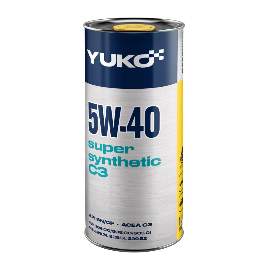 Олива моторна YUKO SUPER SYNTHETIC 5W-40 API SN/CF каністра 1л жерсть