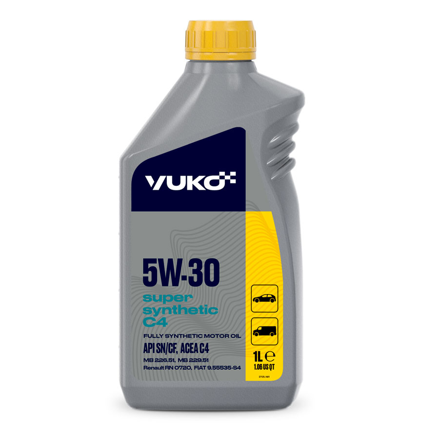 Олива моторна VUKO SUPER SYNTHETIC С4 5W-30 API SN/CF, ACEA C4 каністра 1л ПЕ Олива моторна VUKO SUPER SYNTHETIC С4 5W-30 API SN/CF, ACEA C4 каністра 1л ПЕ