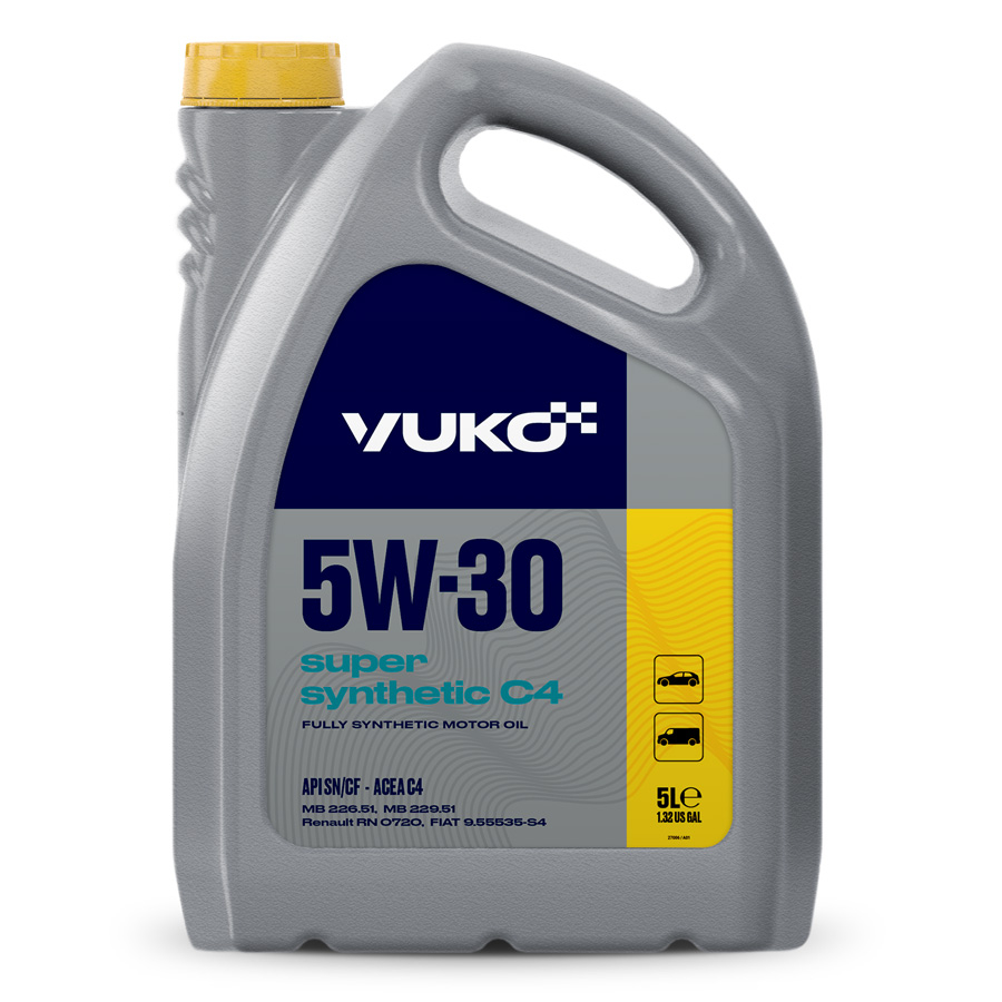 Олива моторна VUKO SUPER SYNTHETIC С4 5W-30  API SN/CF, ACEA C4  каністра 5л ПЕ