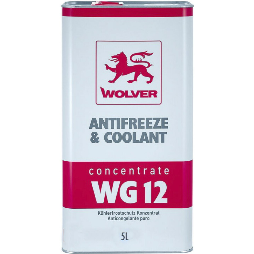 Рідина охолоджуюча WOLVER ANTIFREEZE & COOLANT CONCENTRATE WG12+ (RED)    каністра 5л жерсть