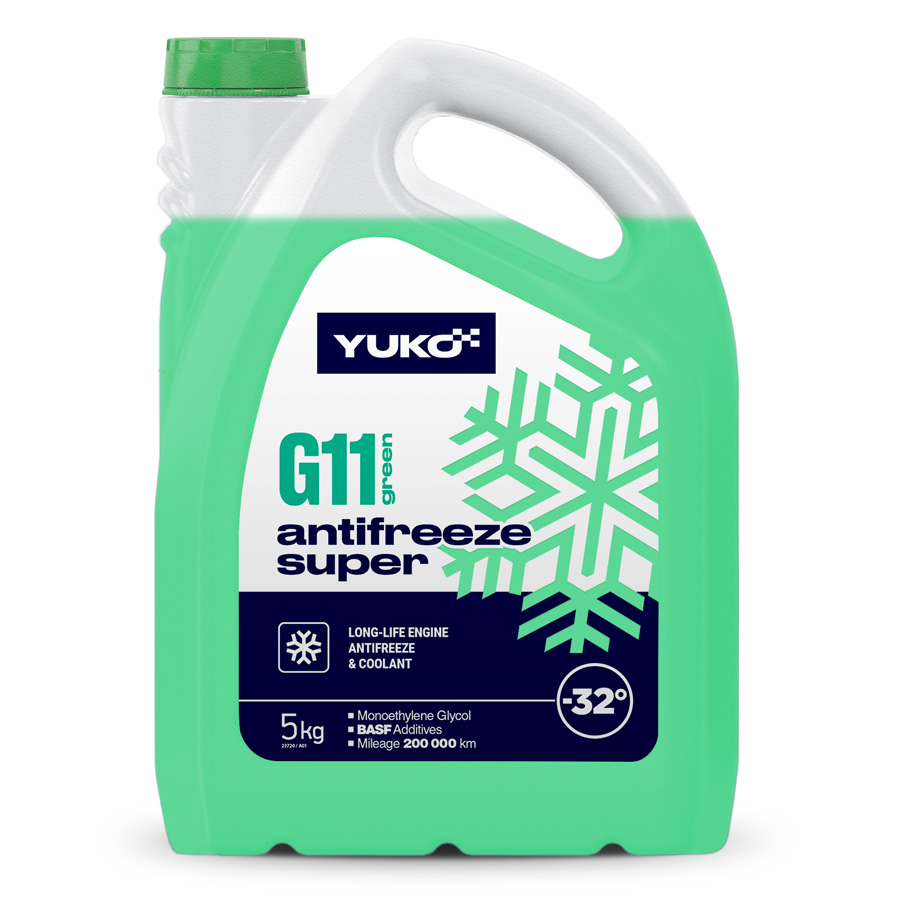 Рідина охолоджуюча YUKO Antifreeze -32 (Super G11 зелений)   5кг каністра 5л ПЕ