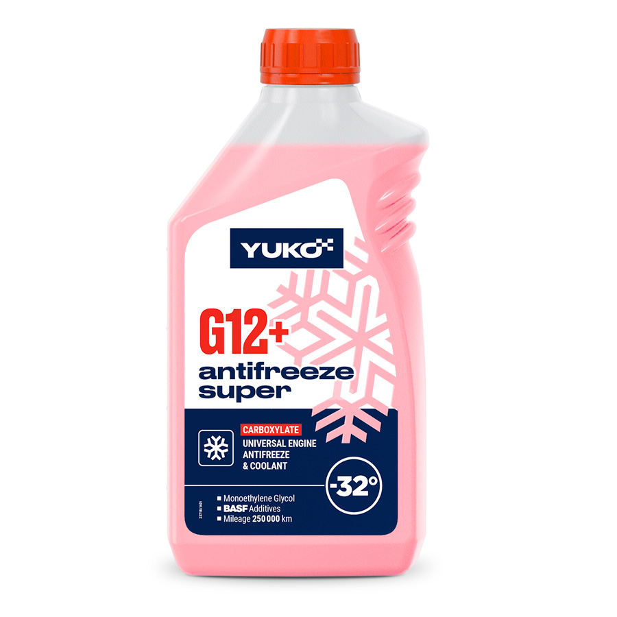 Рідина охолоджуюча YUKO Antifreeze -32 (Super G12+ червоний)   1кг каністра 1л ПЕ