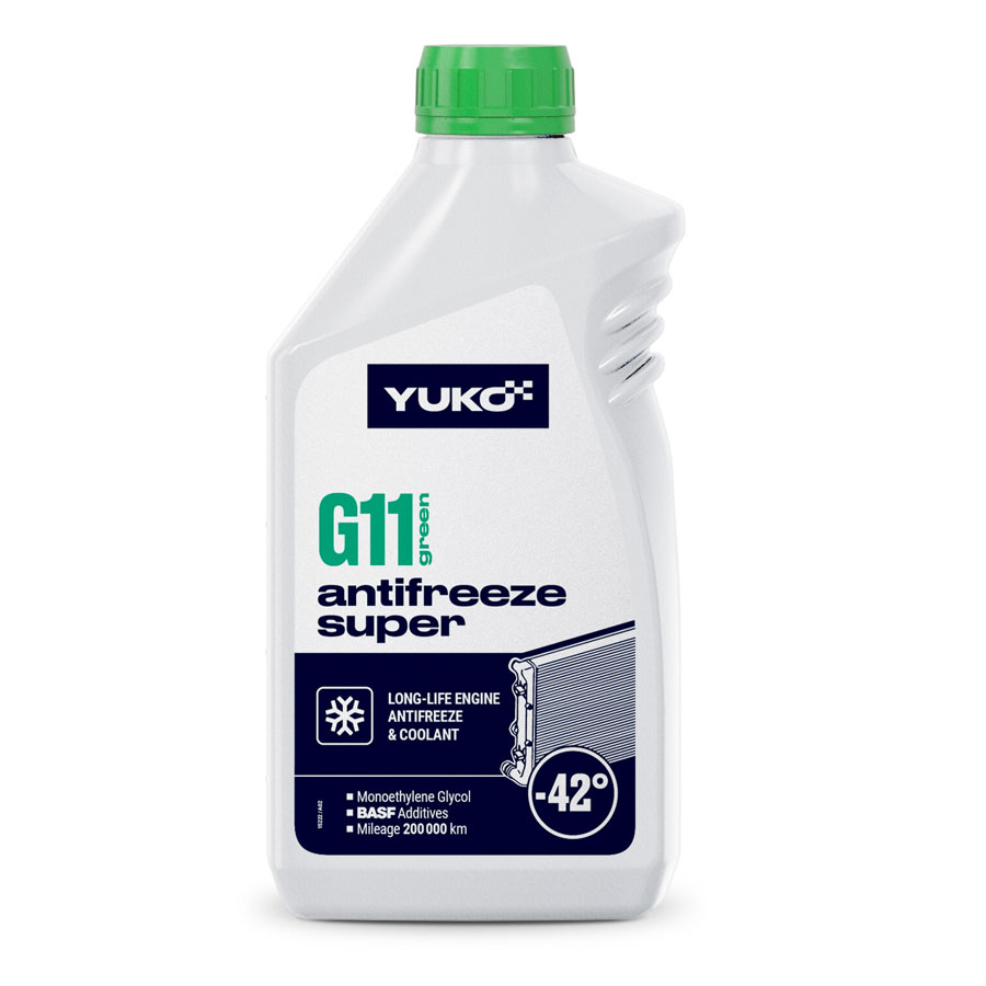 Рідина охолоджуюча YUKO Antifreeze -40 (Super G11 зелений) 1 кг каністра 1л ПЕ Рідина охолоджуюча YUKO Antifreeze -40 (Super G11 зелений) 1 кг каністра 1л ПЕ