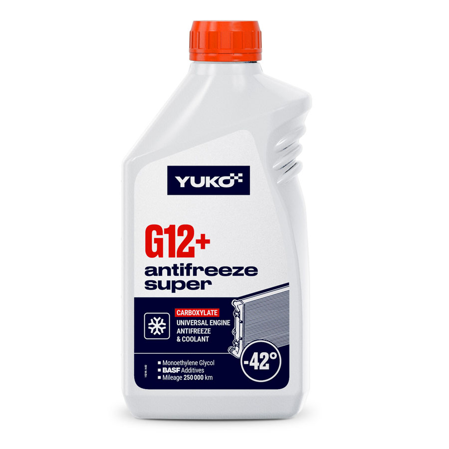 Рідина охолоджуюча YUKO Antifreeze -40 (Super G12+ червоний) 1 кг каністра 1л ПЕ Рідина охолоджуюча YUKO Antifreeze -40 (Super G12+ червоний) 1 кг каністра 1л ПЕ