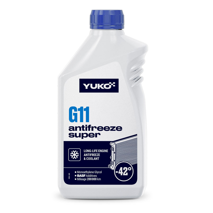 Рідина охолоджуюча YUKO Antifreeze -40 (Super G11 синій)   1 кг каністра 1л ПЕ