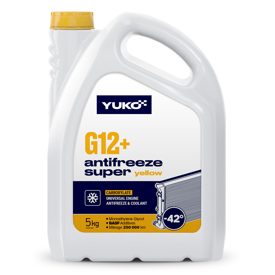 Рідина охолоджуюча YUKO Antifreeze -40 (Super G12+ жовтий)   5кг каністра 5л ПЕ