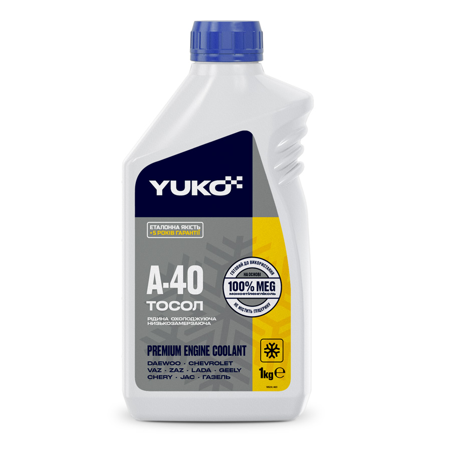 Охолоджуюча рідина YUKO Тosol А-40 1кг каністра 1л ПЕ Охолоджуюча рідина YUKO Тosol А-40 1кг каністра 1л ПЕ